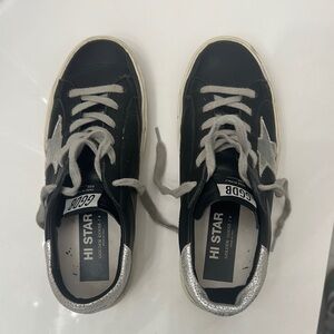 Golden Goose Hi Star Black and Silver Sneakers